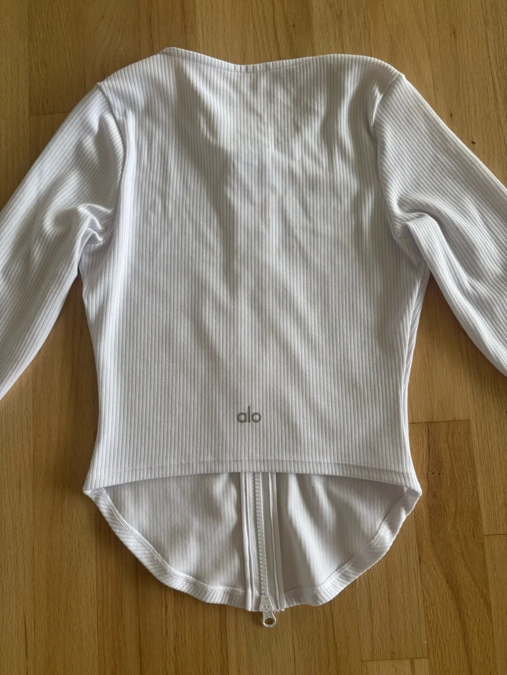 Alo Yoga White Ribbed Stardust Long Sleeve